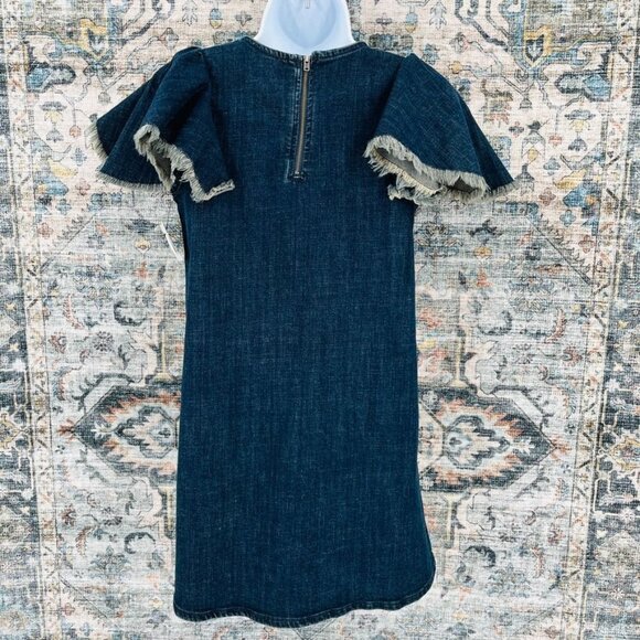 Stem Denim Dress Girls Size 8 Flutter Sleeve Dark Wash - Picture 6 of 10